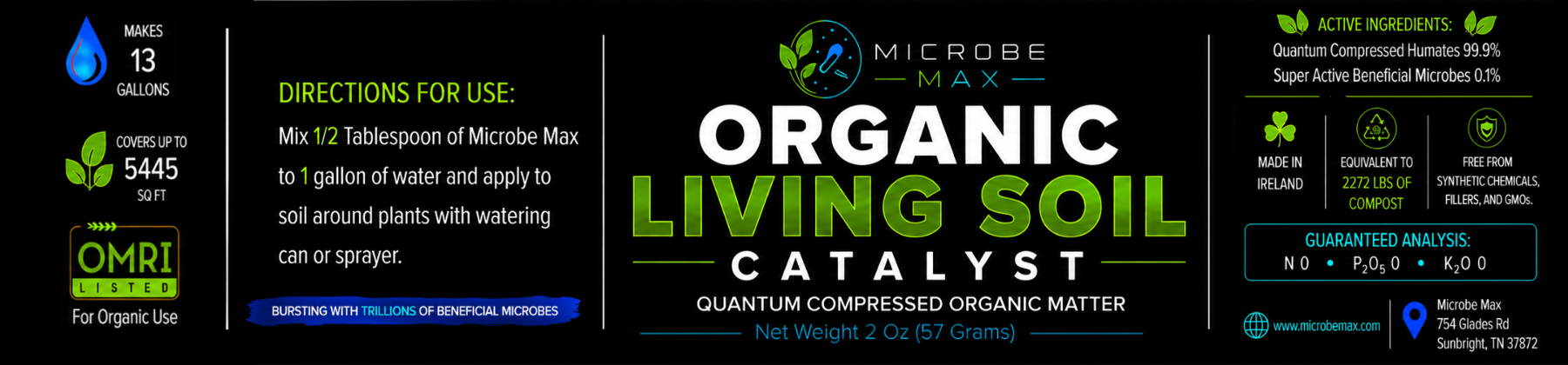 Microbe Max Living Soil Catalyst 2 OZ (Covers 1/8 Acre or 5445 sq ft)